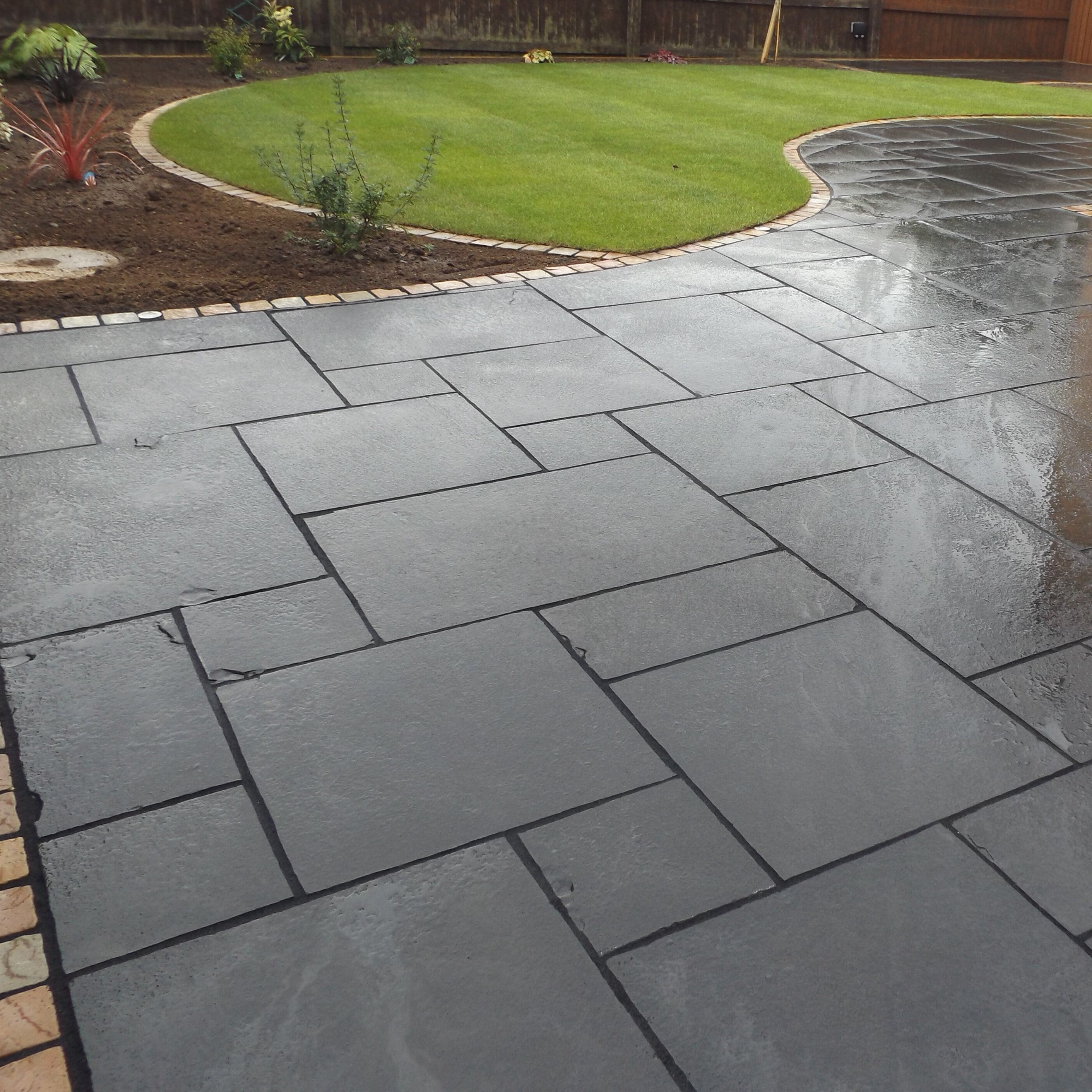 Kotah Black Limestone Sawn Edge Paving Slabs 22mm - Mixed Sizes - 15.25m2 Pack - *CLEARANCE*