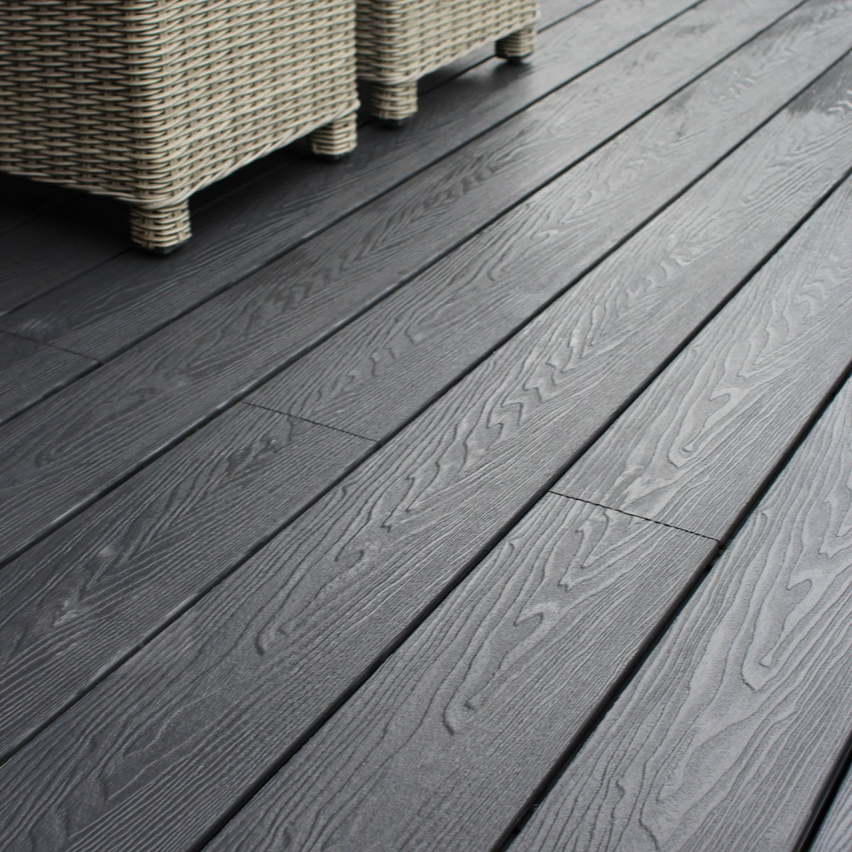 Classic Composite Decking - Iron Black - 3.6M Reversible Wood-Grain / Grooved Deck Board