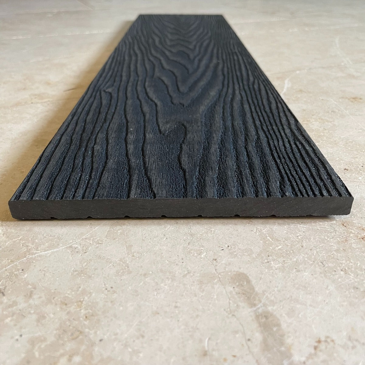 Classic Composite Decking Fascia Board - Iron Black - 3.6M Reversible Wood-Grain / Grooved