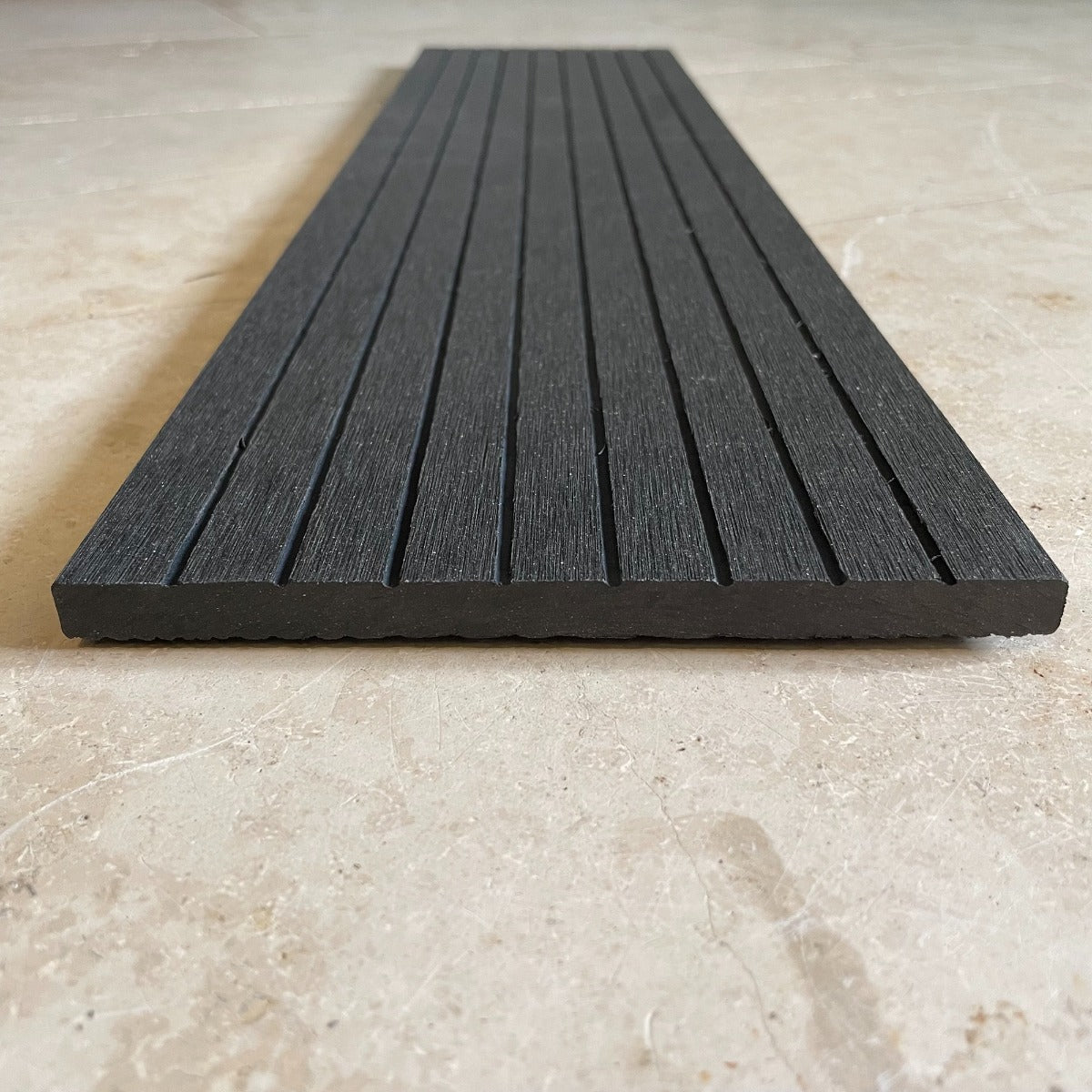 Classic Composite Decking Fascia Board - Iron Black - 3.6M Reversible Wood-Grain / Grooved