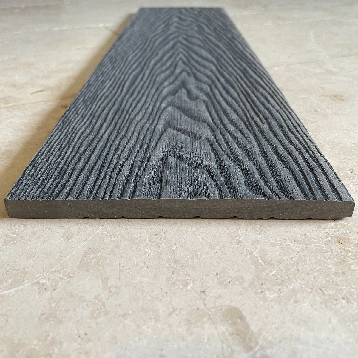 Classic Composite Decking Fascia Board - Graphite Grey - 3.6M Reversible Wood-Grain / Grooved