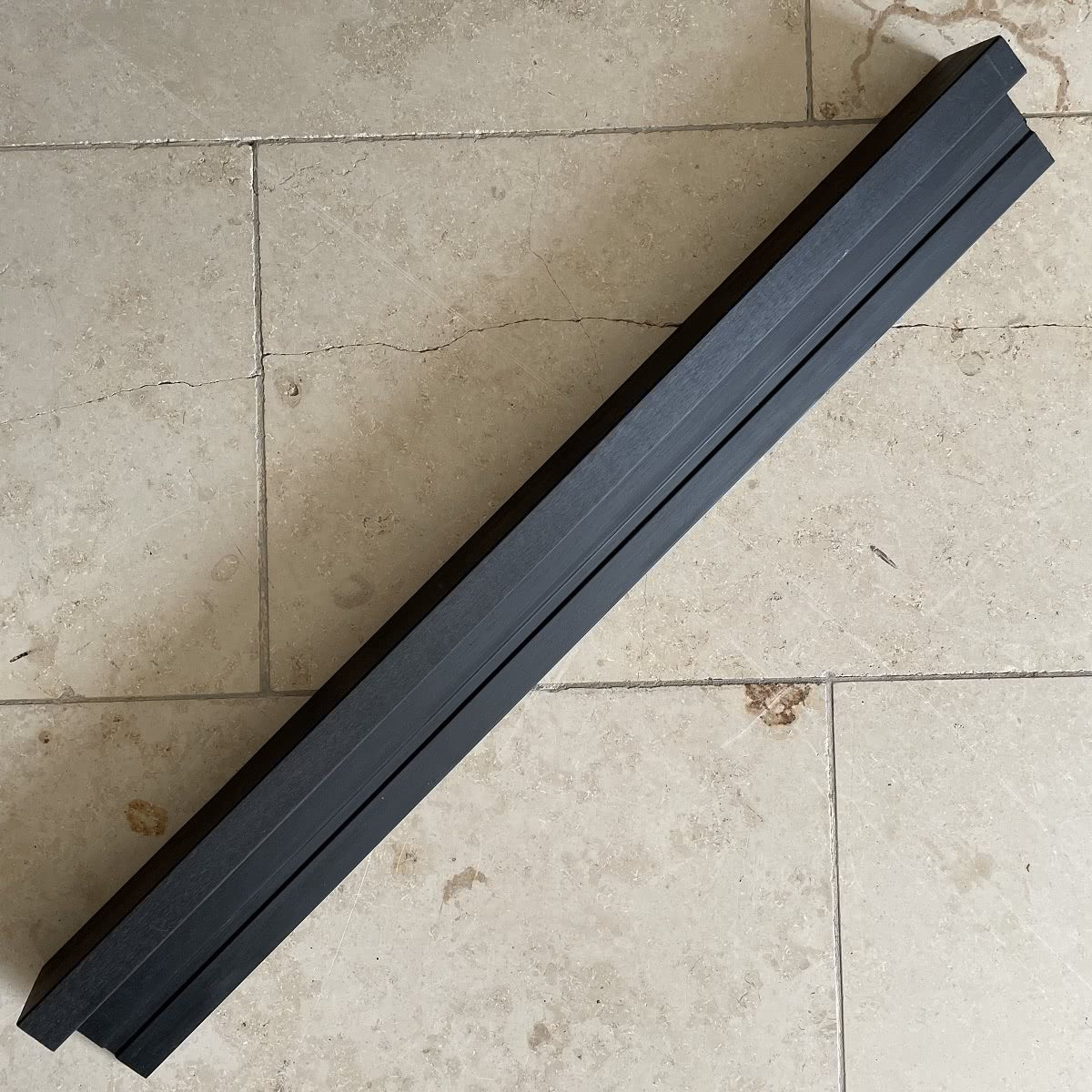 Contemporary Composite Slatted Cladding End Trim - Pitch Black