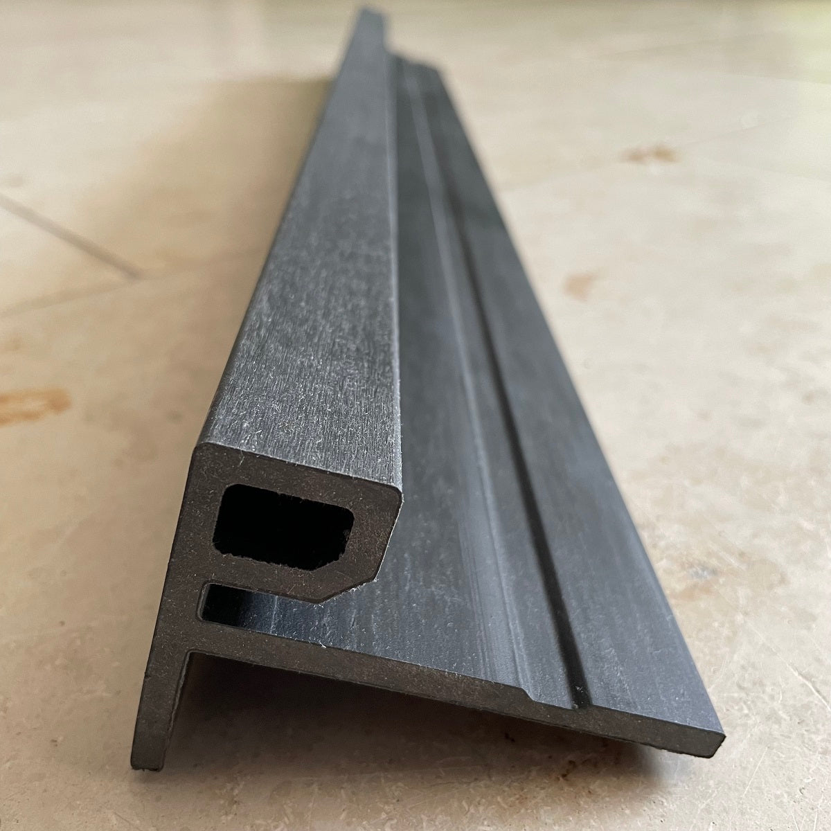 Contemporary Composite Slatted Cladding End Trim - Pitch Black