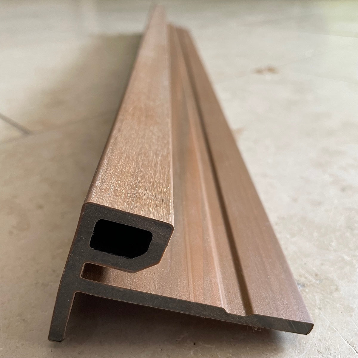 Contemporary Composite Slatted Cladding End Trim - Cedar Brown