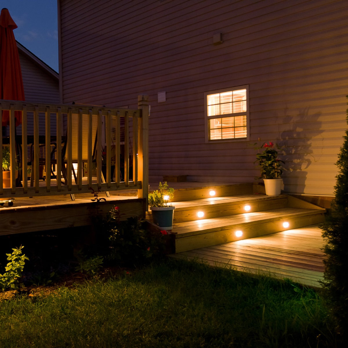 Plug & Play Garden Lighting System - Bundle Kit - 6x D34 Deck Lights with 6W Transformer & Remote Controller