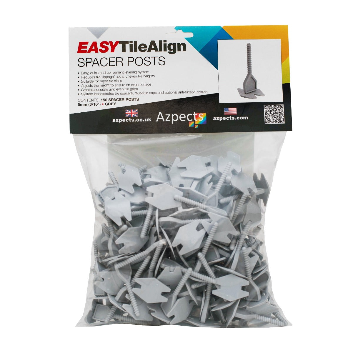 EASYTileAlign - Grey Spacer Posts - 5mm (150 per Pack)