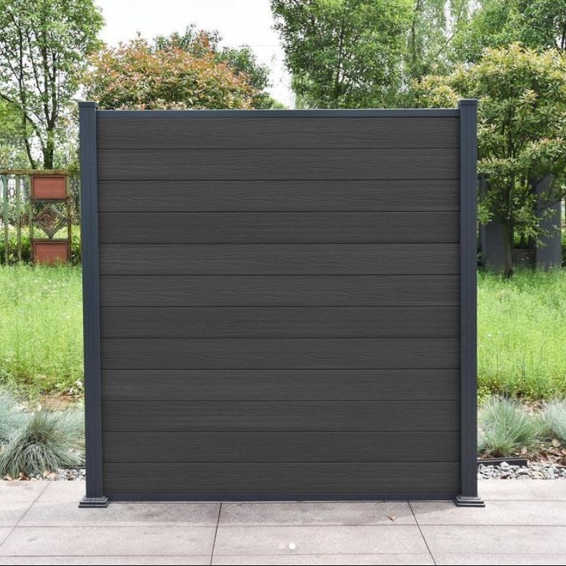 Elite Composite Fencing - 1.8 x 1.8M Bolt Down Kit - Pitch Black - Capped Fence Panels, Post and Fixings Bundle