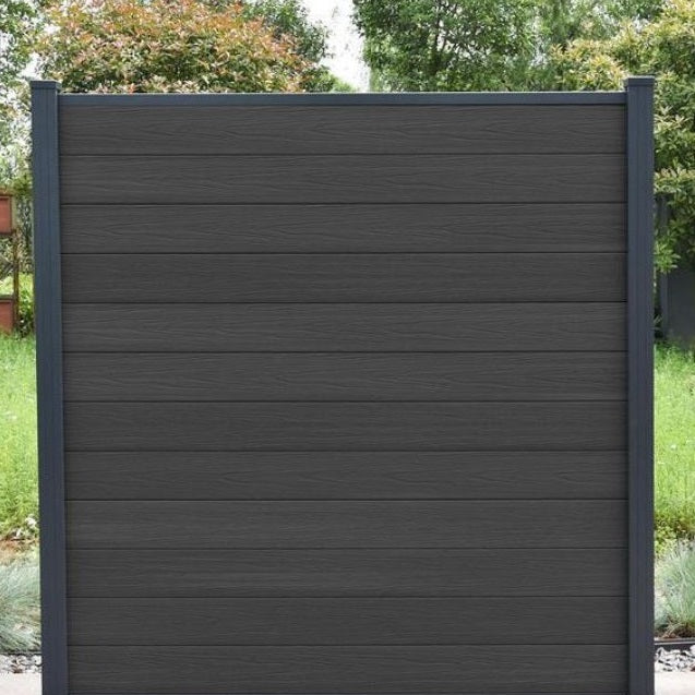 Elite Composite Fencing - 1.8 x 1.8M In Ground Kit - Pitch Black - Capped Fence Panels, Post and Fixings Bundle