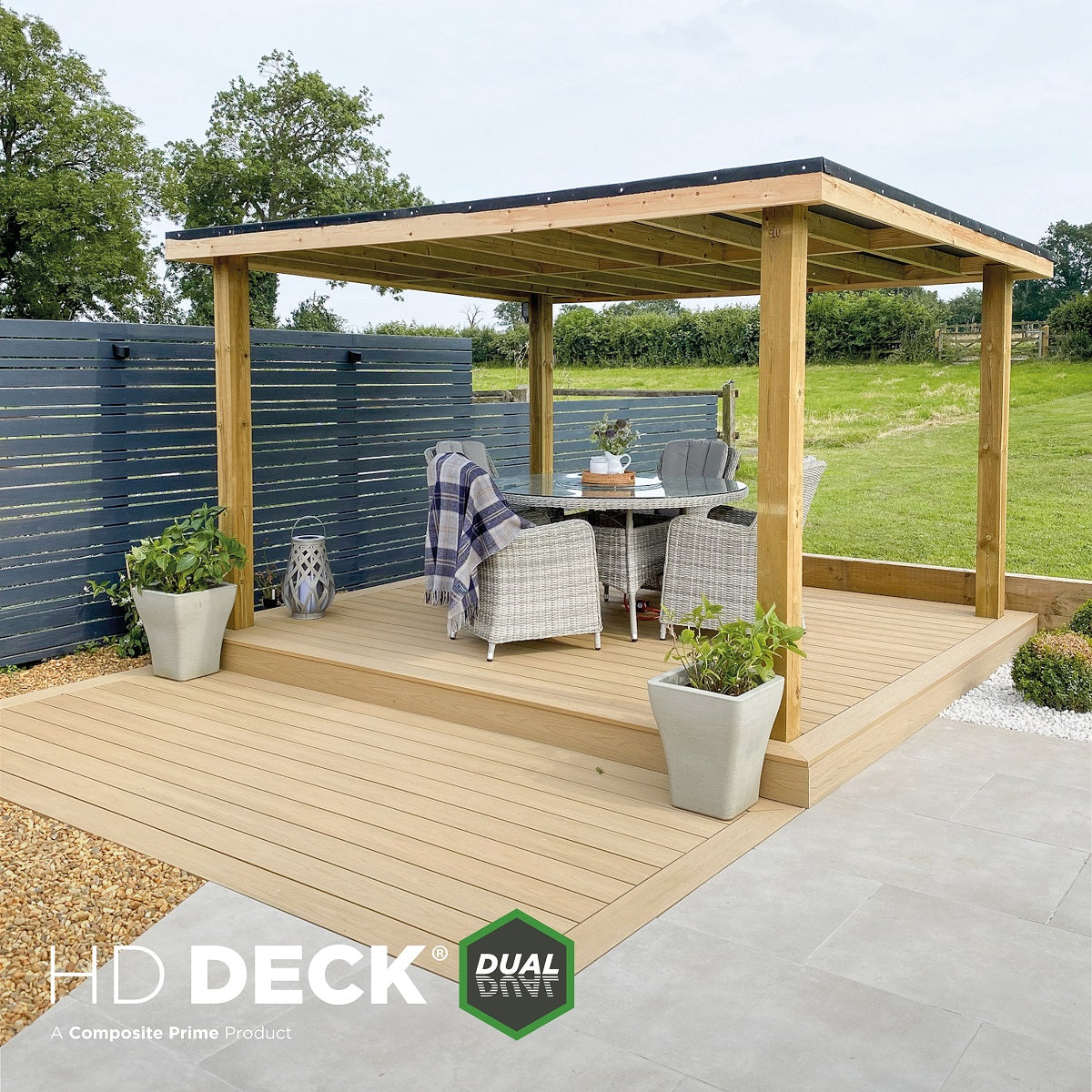 Composite Prime - HD Deck Dual Decking - Deck Board - Slate / Natural Oak