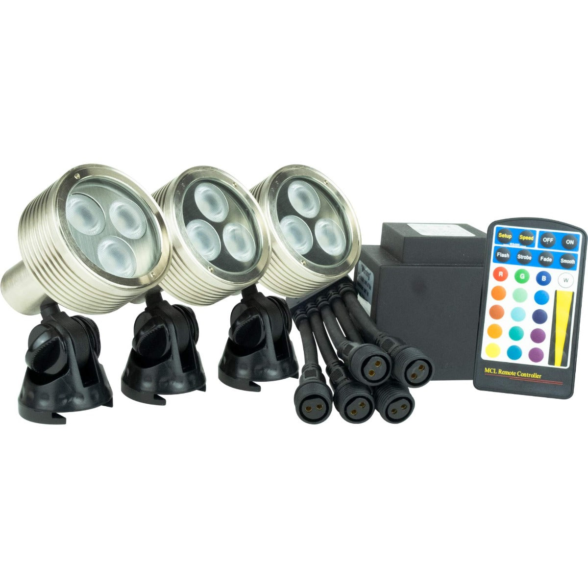 Plug & Play Garden Lighting System - Bundle Kit - 3x S60 Spotlights with 60W Transformer, 1-to-5 Connector & Remote Controller