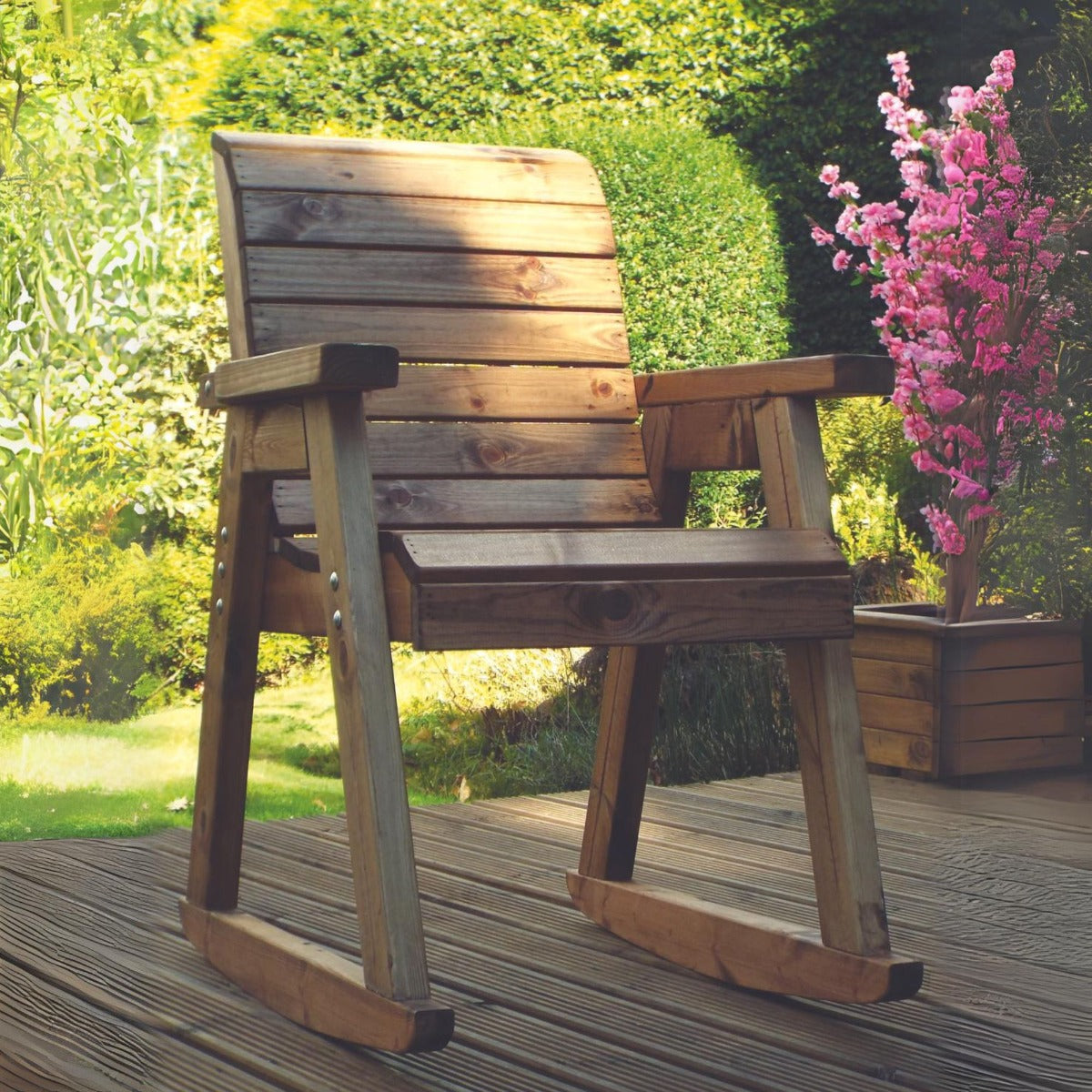 Wooden One Seater Garden Rocker Chair - Charles Taylor